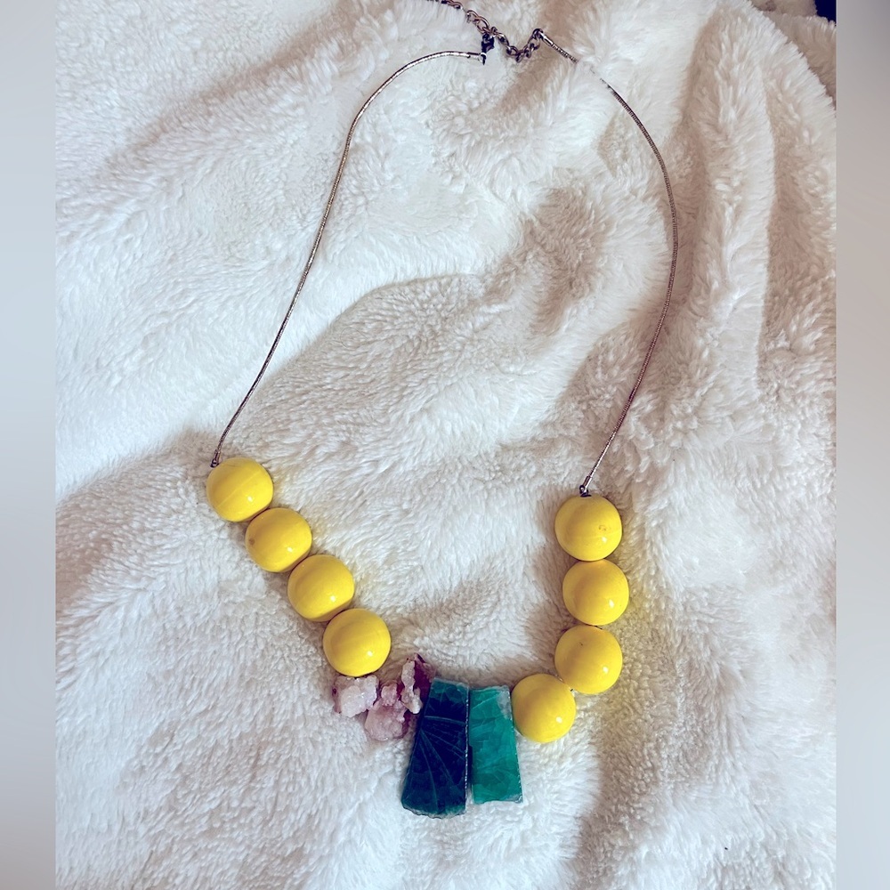 Vintage Anthropologie Agate/Druzy Necklace‎